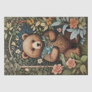 Schattige Baby Brown Beer William Morris geïnspire Tissuepapier
