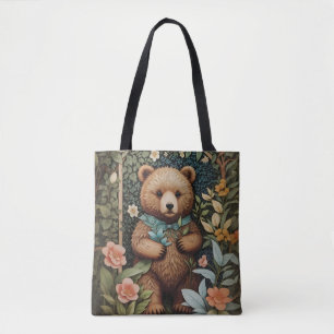 Schattige Baby Brown Beer William Morris geïnspire Tote Bag