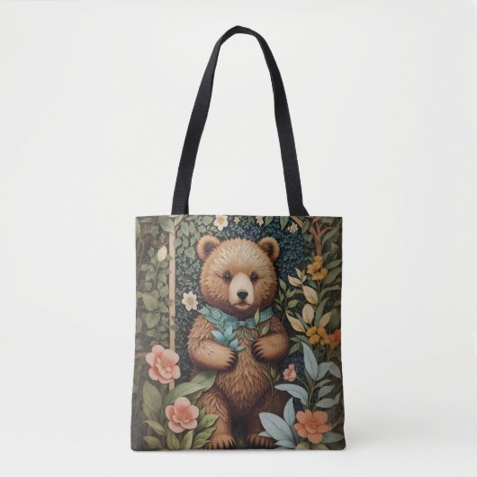 Schattige Baby Brown Beer William Morris geïnspire Tote Bag (Voorkant)