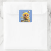Schattige Baby Bumble Bee personaliseren Aangepast Vierkante Sticker (Tas)