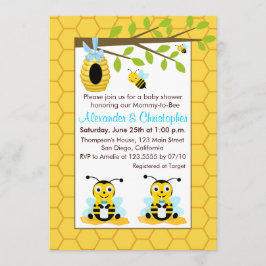 Schattige Baby Bumblebee Twin Boy Baby shower Kaart