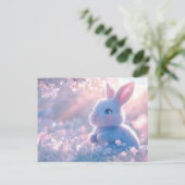 Schattige Baby Bunny in een bloemenveld Briefkaart (Staand voorkant)