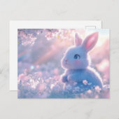 Schattige Baby Bunny in een bloemenveld Briefkaart (Voorkant / Achterkant)
