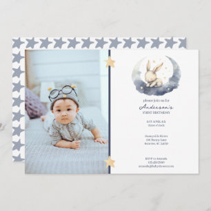 Schattige Baby Bunny op een Moon Kind Kaart