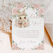 Schattige Baby Bunny Rabbit Blush 1e 2e verjaardag Bedankkaart