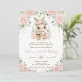 Schattige Baby Bunny Rabbit Blush 1e 2e verjaardag Kaart (Staand voorkant)