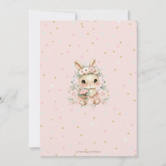 Schattige Baby Bunny Rabbit Blush 1e 2e verjaardag Kaart (Achterkant)