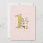 Schattige Baby Bunny Rabbit Blush 1st Birthday One Kaart (Achterkant)