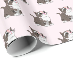 Schattige Baby Cat roze inpakpapier
