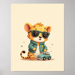Schattige Baby Cheetah Safari Nursery Art Poster