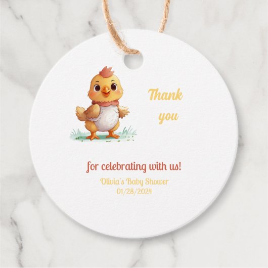 Schattige baby chick Baby shower dank u Bedankjes Labels (Voorkant)