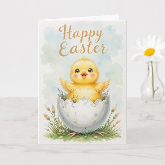 Schattige Baby Chick Happy Easter Kaart (Kleine Plant)