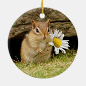 Schattige Baby Chipmunk met Daisy Keramisch Ornament (Achterkant)