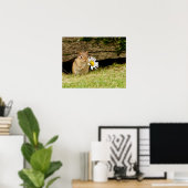 Schattige Baby Chipmunk met Daisy Poster (Thuiskantoor)
