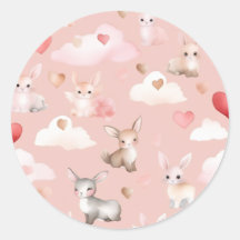 Schattige Baby Cupid Dieren Stickers – Aquarel