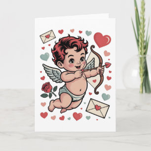 Schattige baby Cupido Valentijn met harten en pijl Kaart