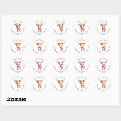 Schattige Baby Deer Cartoon illustratieadres Ronde Sticker (Vel)