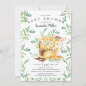 Schattige Baby Deer en Mam Uitnodiging van het Bab (Voorkant)