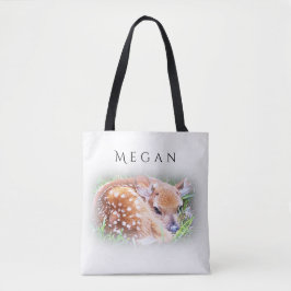 Schattige Baby Deer Gepersonaliseerde Aangepaste N Tote Bag