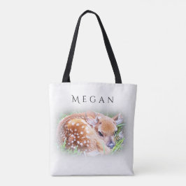 Schattige Baby Deer Gepersonaliseerde Aangepaste N Tote Bag