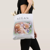 Schattige Baby Deer Gepersonaliseerde Aangepaste N Tote Bag (Dichtbij)