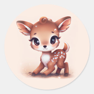 Schattige Baby Deer Ronde Sticker