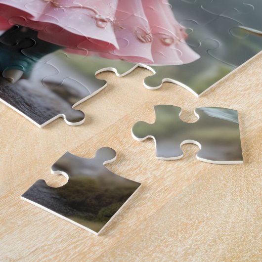 Schattige Baby Dino in een roze jurk Legpuzzel (Zijkant)