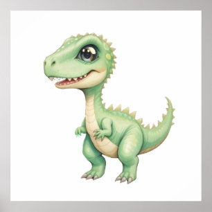 Schattige Baby Dino Wall Art – Kinderkamer decor Poster