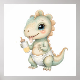Schattige Baby Dino Wall Art – Kinderkamer decor Poster