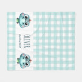 Schattige baby dinos gingham naam geboortedatum fleece deken (Voorkant (Horizontaal))