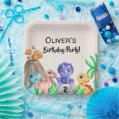 Schattige Baby Dinosaurs Birthday Party Papieren Bordje (Feest)