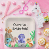Schattige Baby Dinosaurs Birthday Party Papieren Bordje (Feest)