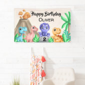 Schattige Baby Dinosaurs Birthday Party Spandoek (Insitu)