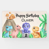 Schattige Baby Dinosaurs Birthday Party Spandoek (Horizontaal)