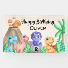 Schattige Baby Dinosaurs Birthday Party Spandoek