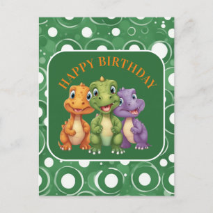 Schattige Baby Dinosaur's Party Briefkaart