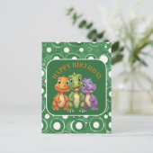 Schattige Baby Dinosaur's Party Briefkaart (Staand voorkant)