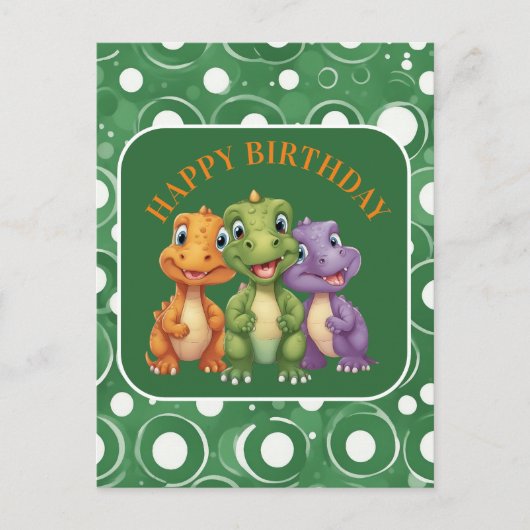Schattige Baby Dinosaur's Party Briefkaart (Voorkant)
