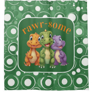 Schattige Baby Dinosaur's Party Douchegordijn
