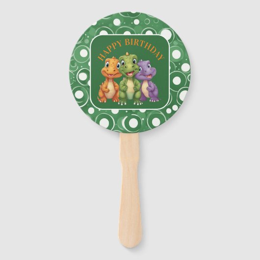 Schattige Baby Dinosaur's Party Handwaaier (Voorkant)