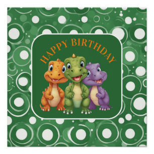 Schattige Baby Dinosaur's Party Perfect Poster