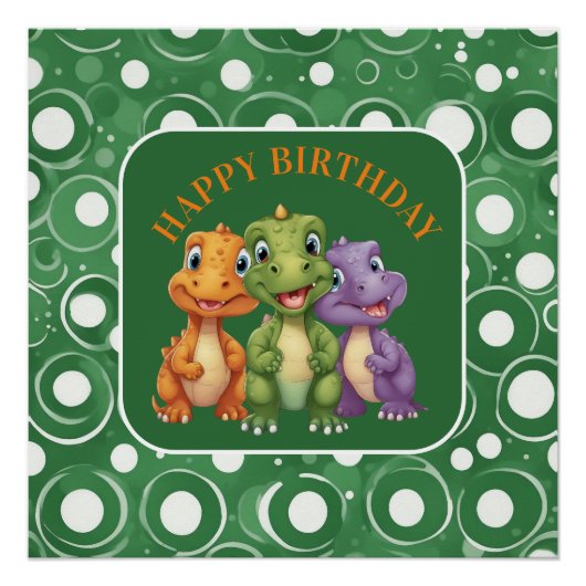 Schattige Baby Dinosaur's Party Perfect Poster (Voorkant)