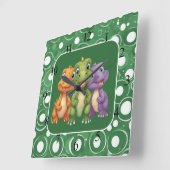 Schattige Baby Dinosaur's Party Vierkante Klok (Hoek)