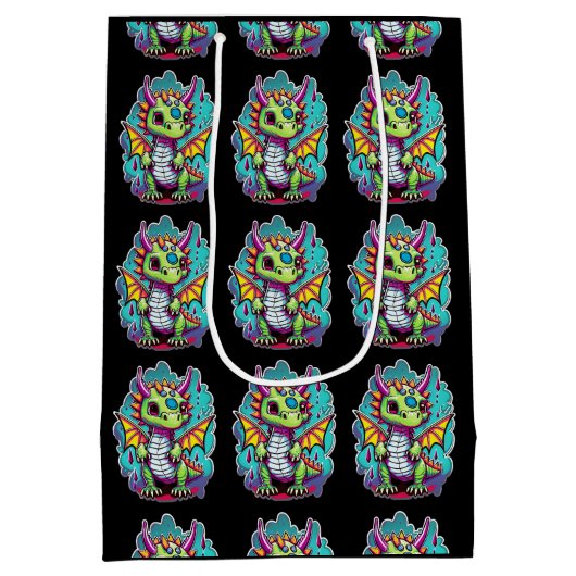 Schattige Baby Dinosaurus 2 | Jurassic Joy Medium Cadeauzakje (Achterkant)