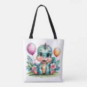 Schattige Baby Dinosaurus Baby shower Custom Gift Tote Bag (Achterkant)