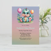 Schattige Baby dinosaurus Baby shower Kaart (Staand voorkant)