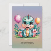 Schattige Baby dinosaurus Baby shower Kaart (Achterkant)