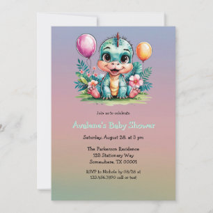 Schattige Baby dinosaurus Baby shower Kaart