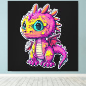 Schattige Baby-dinosaurus | Jurassic Joy Canvas Afdruk (Insitu (Houten vloer))