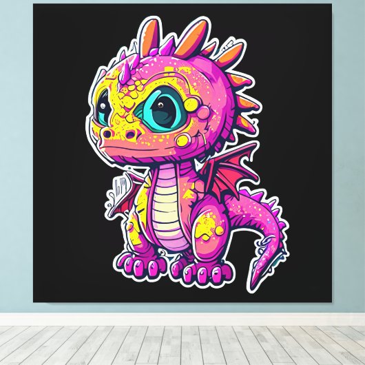 Schattige Baby-dinosaurus | Jurassic Joy Canvas Afdruk (Insitu (Houten vloer))